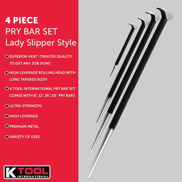 Pry Bar Set, Lady Slipper Style, 4 pcs.
